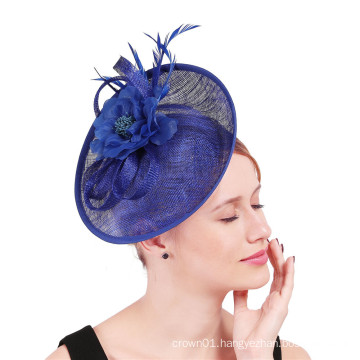 New High Quality Blue Sinamay with flower fascinator, Kate Middleton Style ,Kentucky Derby Fascinator, Millinery, Cocktail